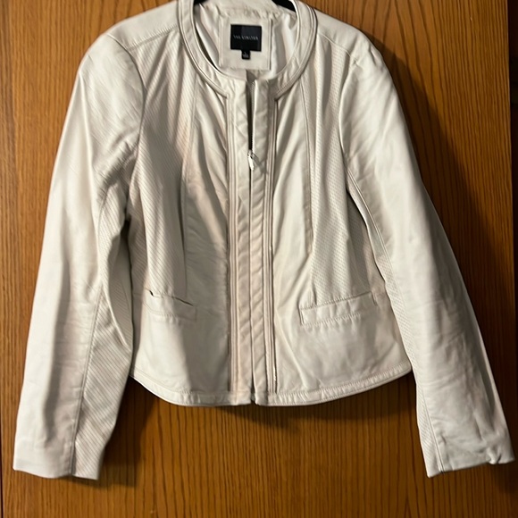 Cream Faux Leather Jacket - Picture 1 of 8